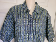 Tori Richard Hawaiian Lawn Shirt Mens Large Blue Green Button Up Cotton