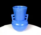 Haeger Pottery Art Deco Light Blue Double-Pierced Lug Handles 5 1/2" Vase 1928-