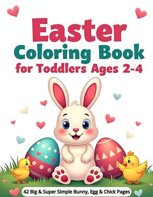 Easter Coloring Book for Toddlers Ages 2 4: 42 Big & Super Simple Bunny, Egg & C