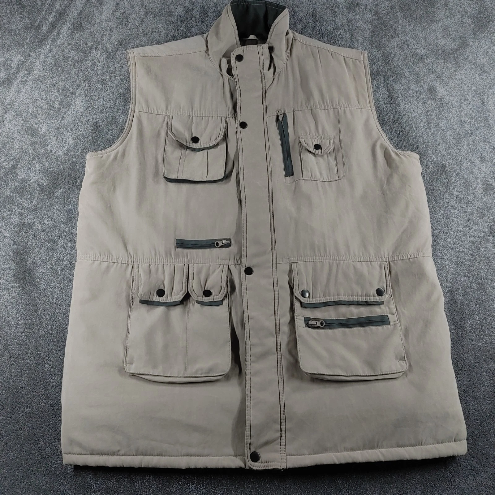 Jackdaw Gilet Mens 2XL Beige Lining Outdoor Fishing Vest Travel Oversized