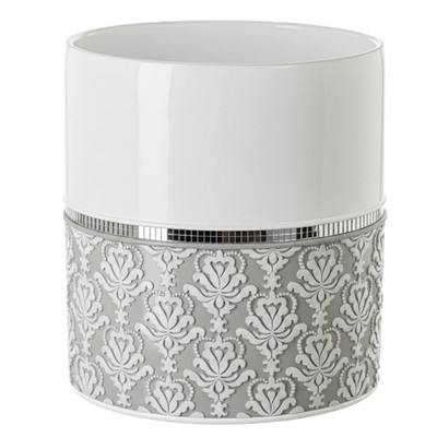 Mirror Damask Small Bathroom Trash Can 1.58 Gal / 6L - Decorative Oval White ...