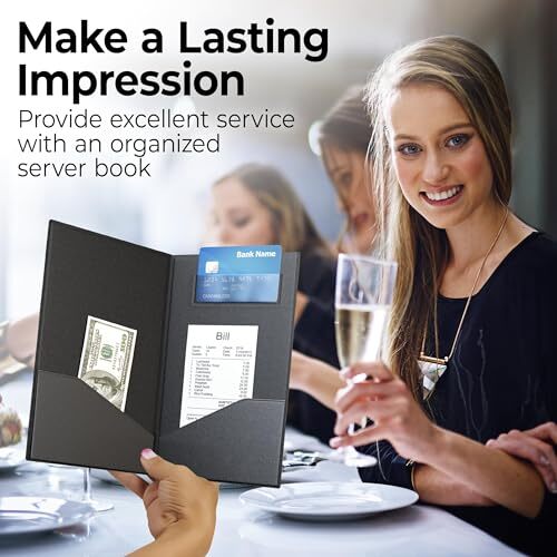 Check Presenters: 5.5" x 10" Restaurant Bill Holder with Gold Thank You Imprint - Picture 3 of 7