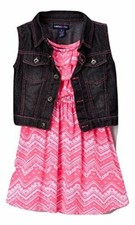 Limited Too Girls' Knit Fashion Dress and Black Denim Vest New MSRP 48.00