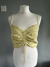 New Look Yellow Crop Top Size 14 spaghetti straps womens