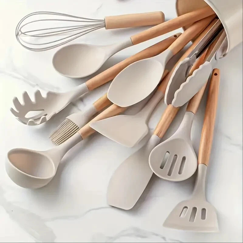 12 Pcs Durable Silicone Kitchen Tools Set Heat-Resistant, Safety-certified khaki
Opens in a new wind