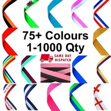 BULK MEDAL RIBBONS 75+ COLOUR CHOICES 22mm Wide 30" Long - Metal clip fastening