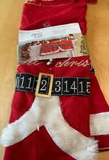 NWT JINGLES & JOYS ADVENT CALENDAR MANTEL RUNNER SANTA CHRISTMAS 25” X 80”