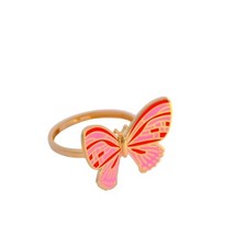 14k Solid Gold Enamel Butterfly Ring, Hand-Painted, Gift for Her, 585 Yellow