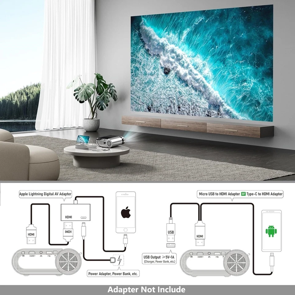 Proyector para exteriores Proyector de películas HD compatible con 1080P US NEW - Image 4 of 4
