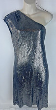 Michael Kors Gray Sequin One Shoulder Mini Cocktail Dress Size Women’s M