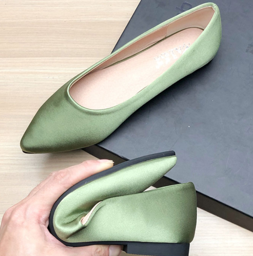 Comfortable Women Flat Satin Pointed Toe Slip On Casual Wedding Pump Dress  Shoes | eBay
