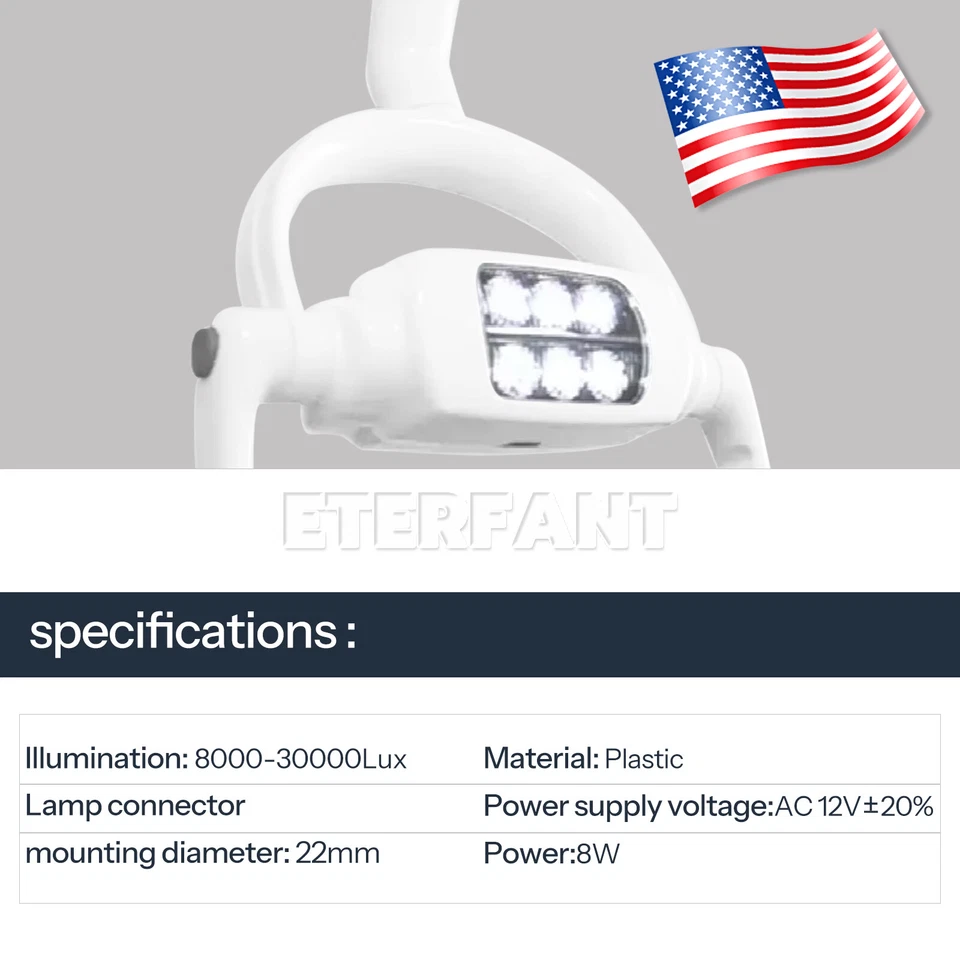 Lámpara Oral 6LED Dental 8W/9W Sin Sombras Luz Sensor de Inducción F Silla Dental EE. UU. Foto 4 de 4