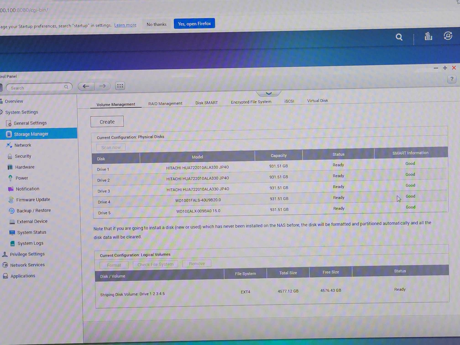 QNAP TS569 Pro 5Bay Network Attached Storage w/ 5x 1 TB drives
