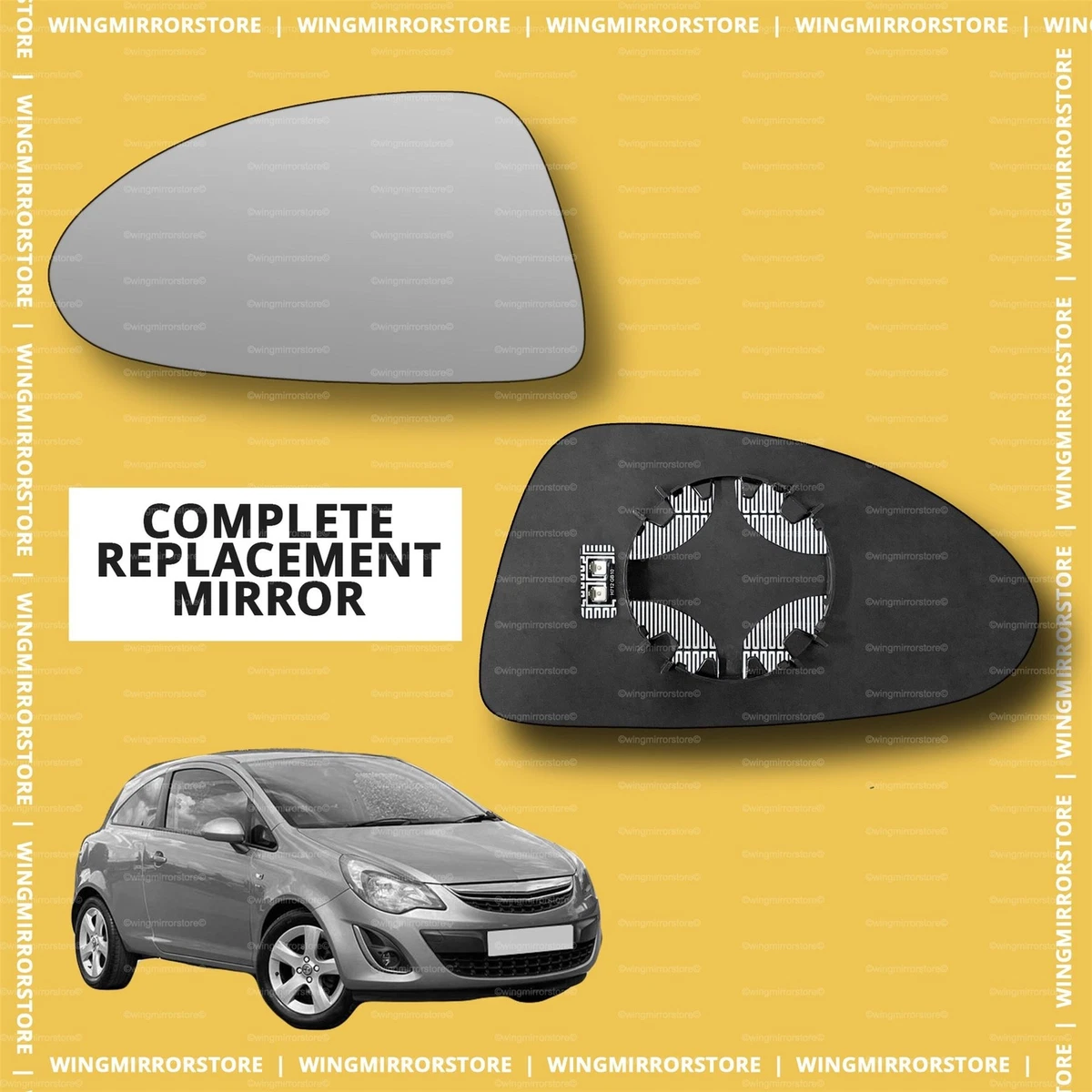 Left passenger side for Vauxhall Corsa D 06 14 wing mirror glass