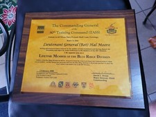 US Army 80th Training Command Blue Ridge Division LTG Moore Award Plaque 13 X 11