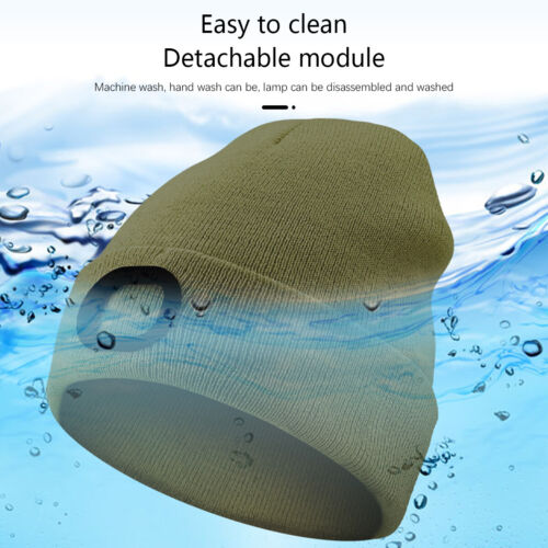 Unisex Warm Winter Knit Beanie Hat with LED Light USB Rechargeable Headlamp Cap - Picture 5 of 22