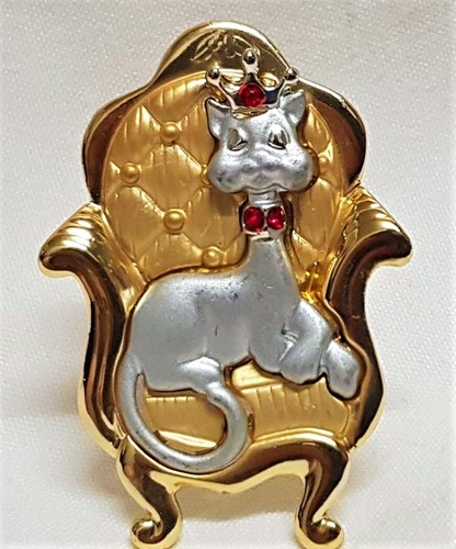 IMPOSANT BIJOU VINTAGE BROCHE CLOWN 26.9 G signé AJC MÉTAL DORÉ BRILLANT MAT H4