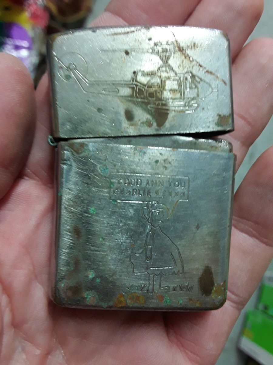 Vintage-RARE Zippo Lighter Vietnam War-Era DAMN YOU CHARLIE