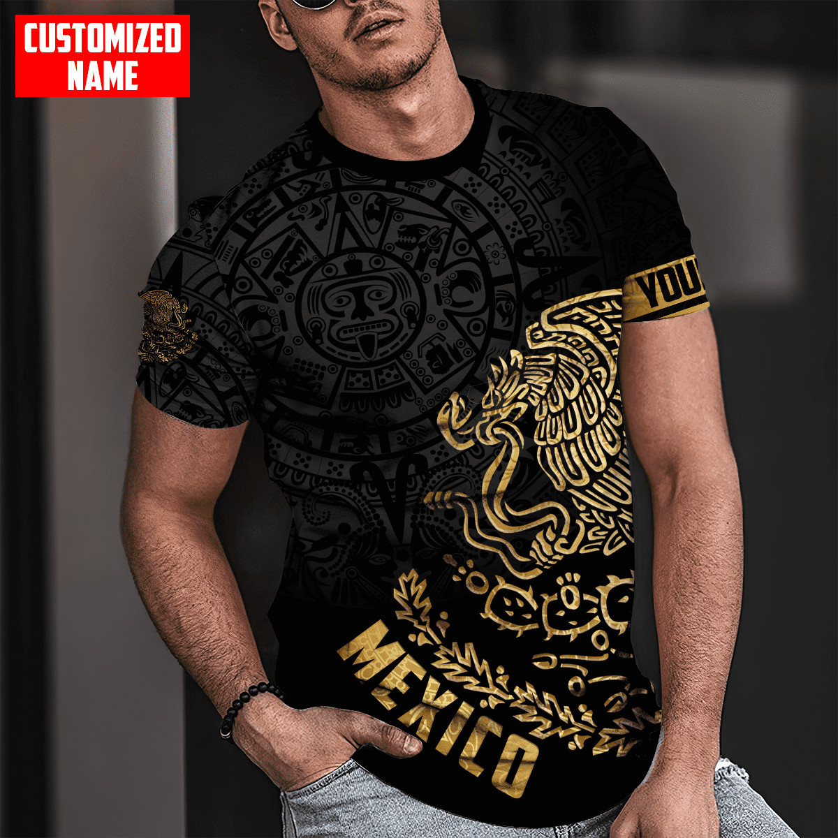 Personalized Mexico Aztec Calendar Gold Combo T-shirt Mexico Mexican Shirt  Mexic | eBay