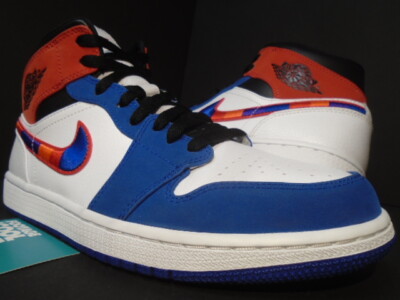 NIKE AIR JORDAN RETRO I MID SE MULTI-COLOR SWOOSH WHITE RED BLUE  852542-146