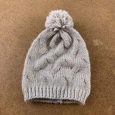 Gold Medal Girls One Size Gray Cable Knit Pom Beanie New