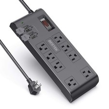 BESTEK 8-Outlet 6Ft Extension Cord Power Strip with 4 USB 1875W Surge Protector