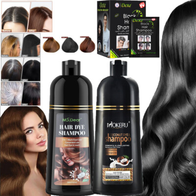 MOKERU Verdunkelung Schwarzes Shampoo Haar Färben Black Hair Dye Haarfarbe 500ml