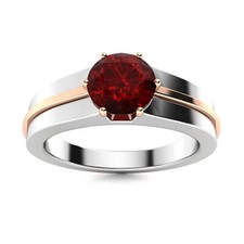 Six Prong Set 6MM Round Natural Garnet 925 Sterling Silver Solitaire Women Ring