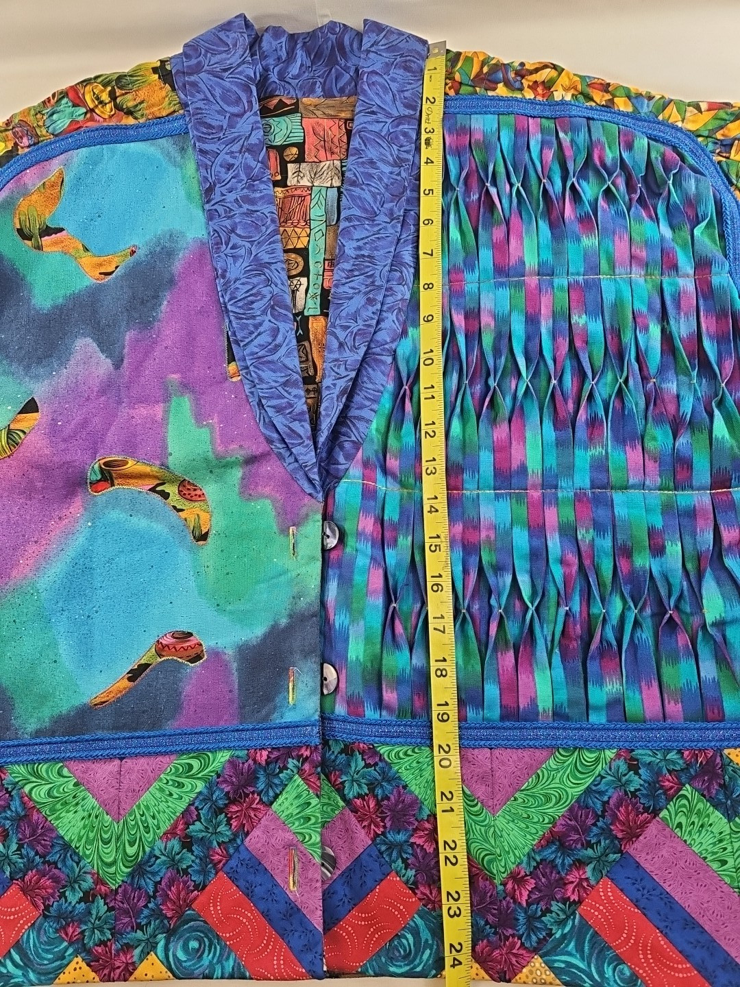 Patchwork Jacket Women's Large Handmade (?) Vibra… - image 17