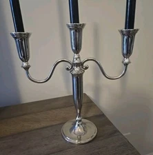 Vintage Godinger Silver Plate 3-Arm Candelabra Art Nouveau Baroque Rococo, 12.5"