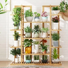 Large Thicker Bamboo Plant Stand Vertical Living Wall Flower Dispaly Rack Shelf