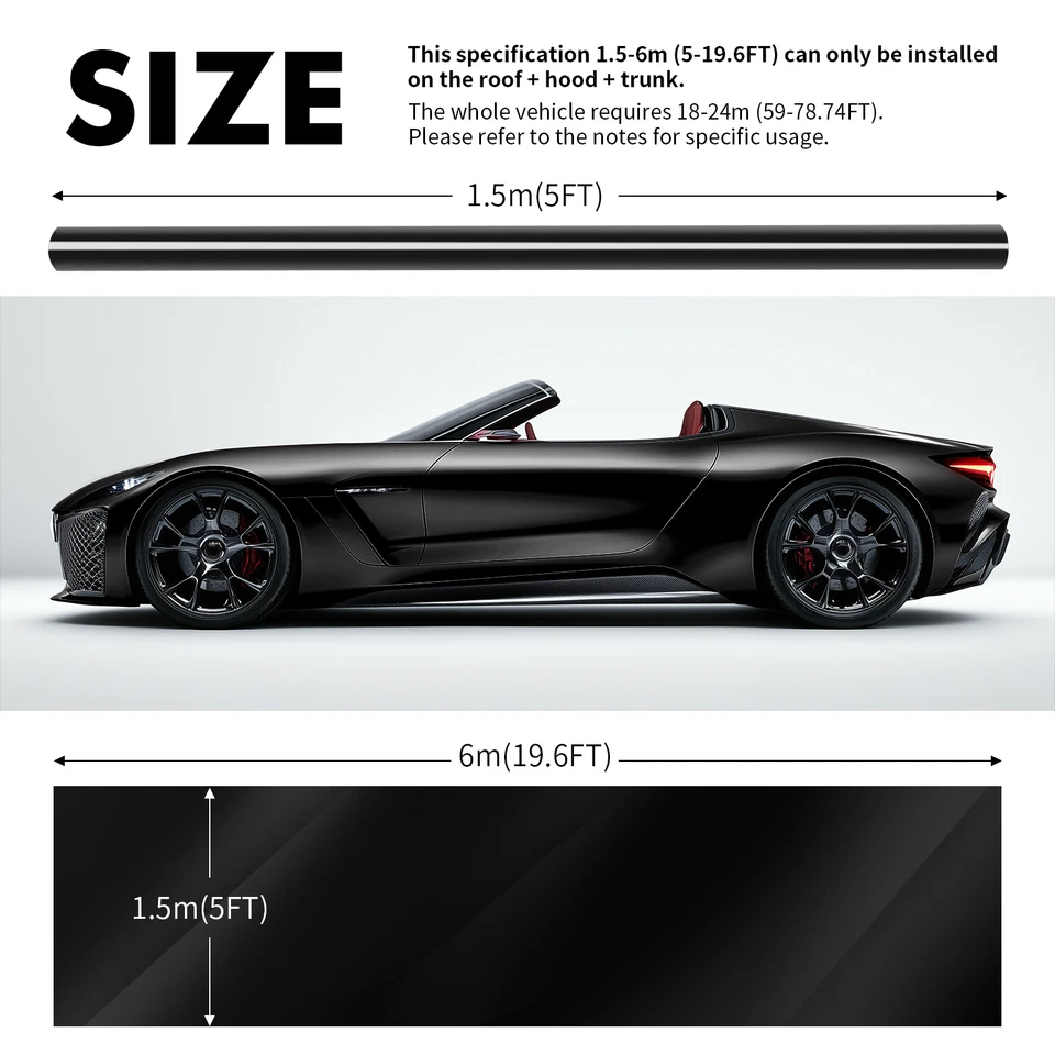 For Scion Car Paint Protection Vinyl Wrap Film Sticker Decal Sheet Roll Gloss BK - Image 2 of 4