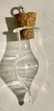 LOT OF 5 AWESOME CLEAR BLOWN GLASS VIAL PENDANTS WITH CORK TOPS