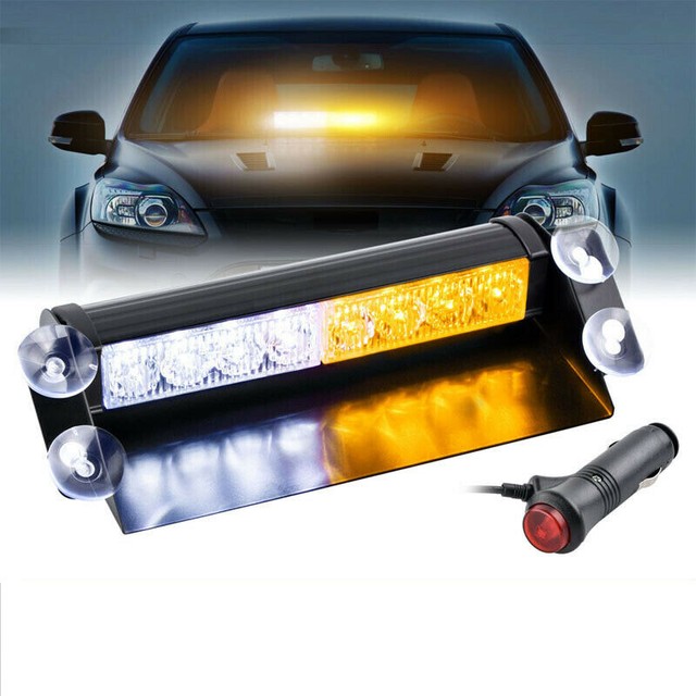 8LED Car Dash Strobe Light Flash Emergency Police Warning Amber Yellow