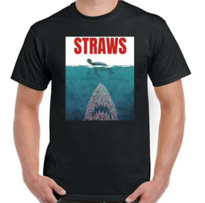 JAWS Umwelt T-Shirt Herren Stroh Verschmutzung Umwelt Ozean Klimawandel