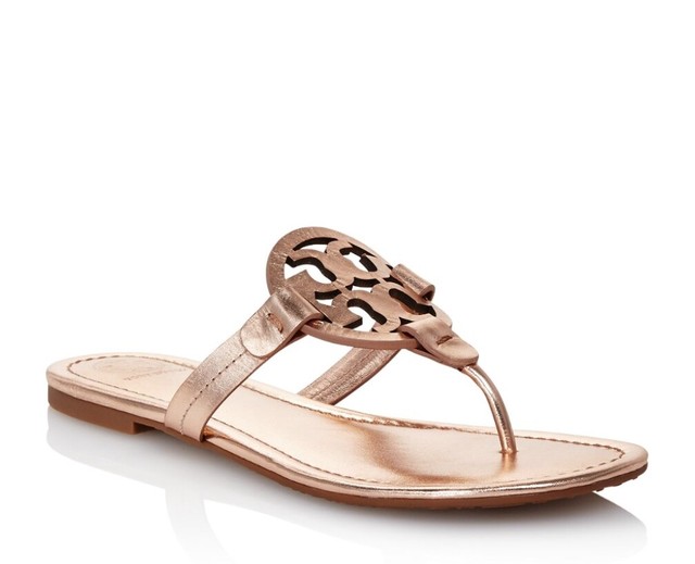 tory burch rose gold flip flops