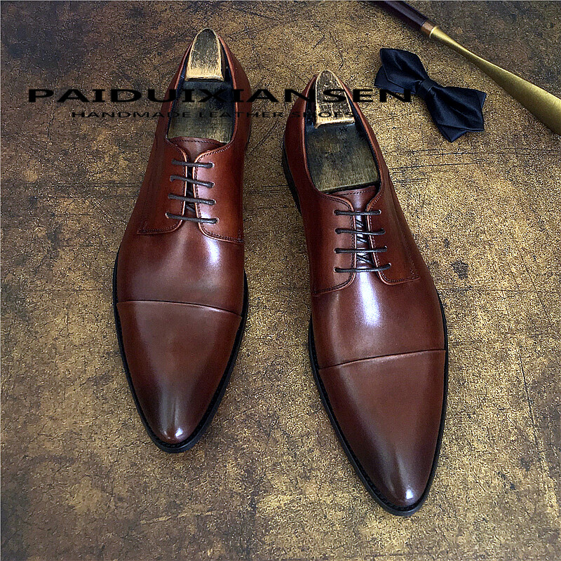 SAOLA Scarpe da sposo da uomo inglesi stringate eleganti formali a punta vera pelle taglia