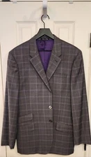 PAUL SMITH GRAY PLAID SUIT ITALIAN MADE 52L/ US 42L