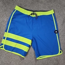 Hurley Phantom Board Shorts Men's 30 X 7.5 Green Blue Surf Bathing Suit B2