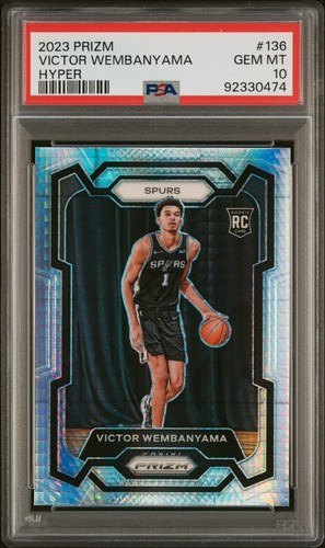 2023-24 Panini Prizm Victor Wembanyama #136 Hyper Prizm Rookie PSA 10
