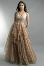 v neck sequined gown