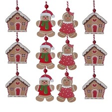 Christmas Tree Decorations Wooden Gingerbread Hanging Ornaments - Choose Design