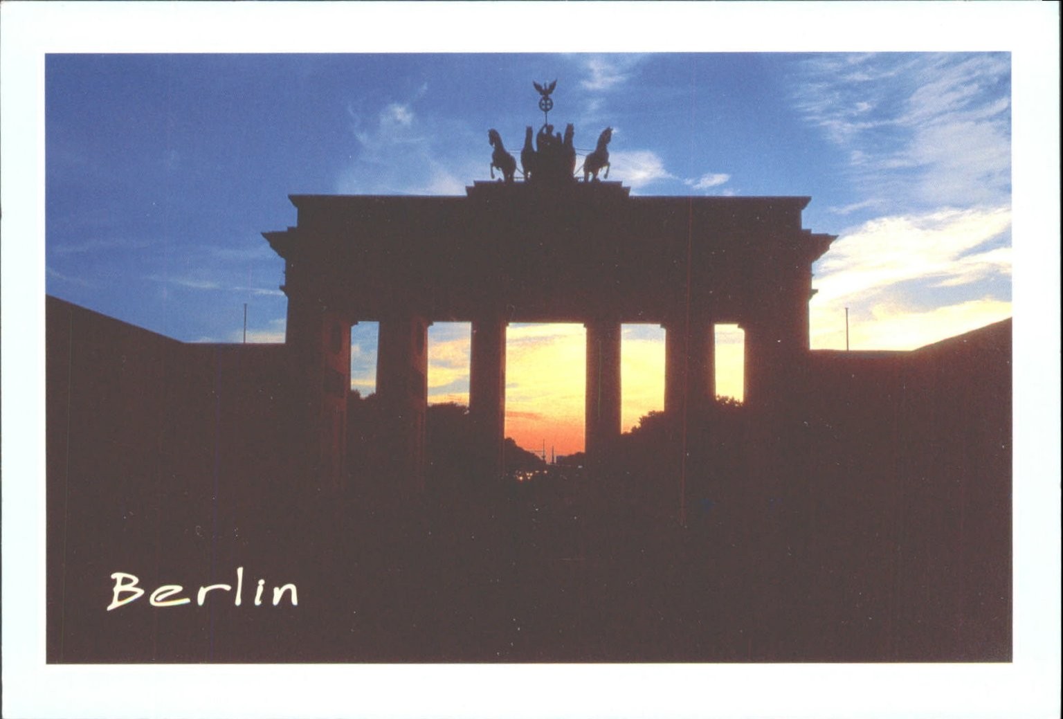Berlin Brandenburg Gate Sunset Postcard 2010 Germany Paper Mill Press Posted
