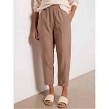 Varley Stretch Twill Cypress Turn Up Pant Small Brown Tan Cropped Trouser