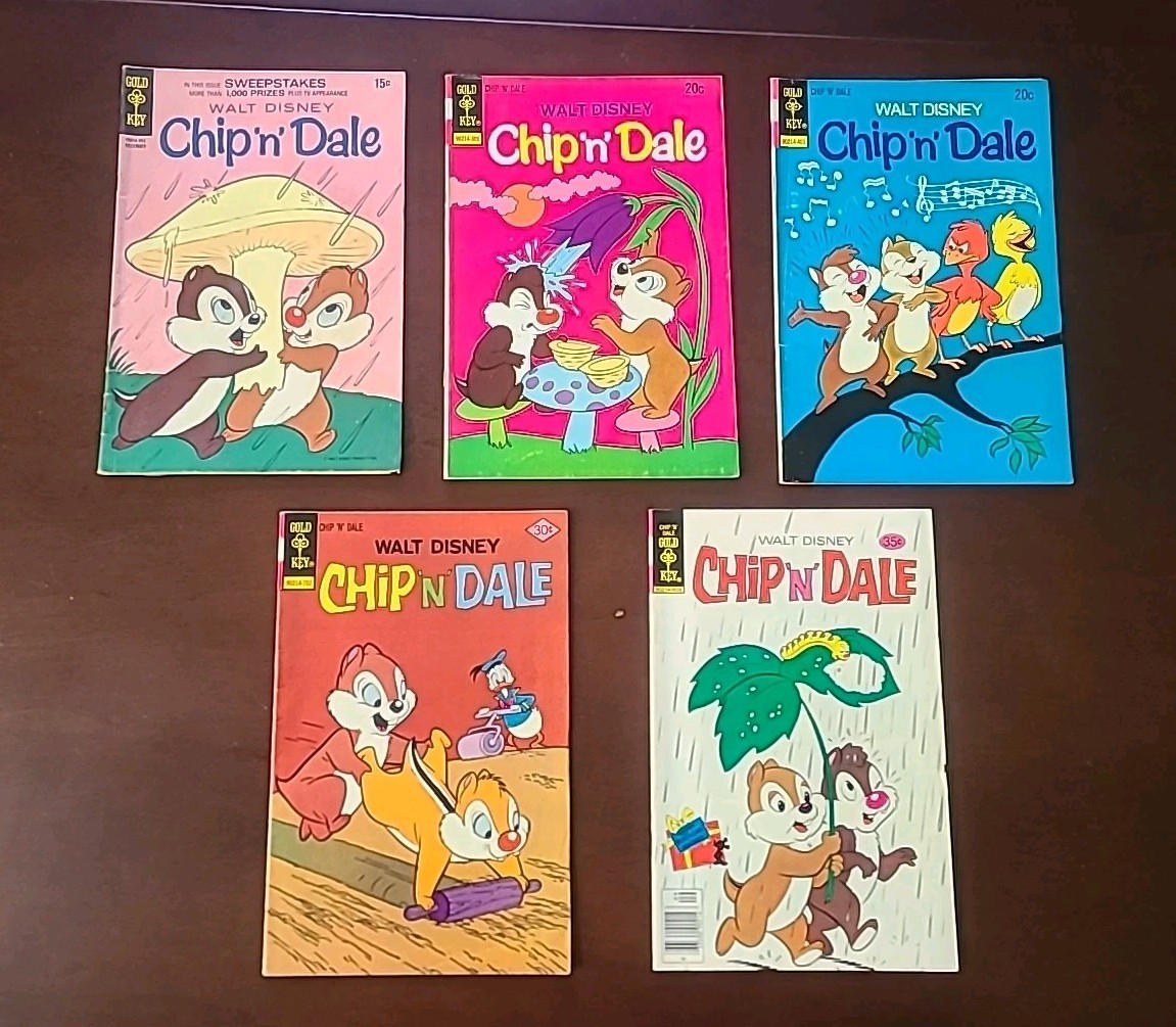 Lot Of 5 CHIP ‘N’ DALE #5, 23, 25, 44 54 (Gold Key) – Mid Grade Or Better