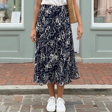 Ralph Lauren Vintage 90s Silk Midi Skirt