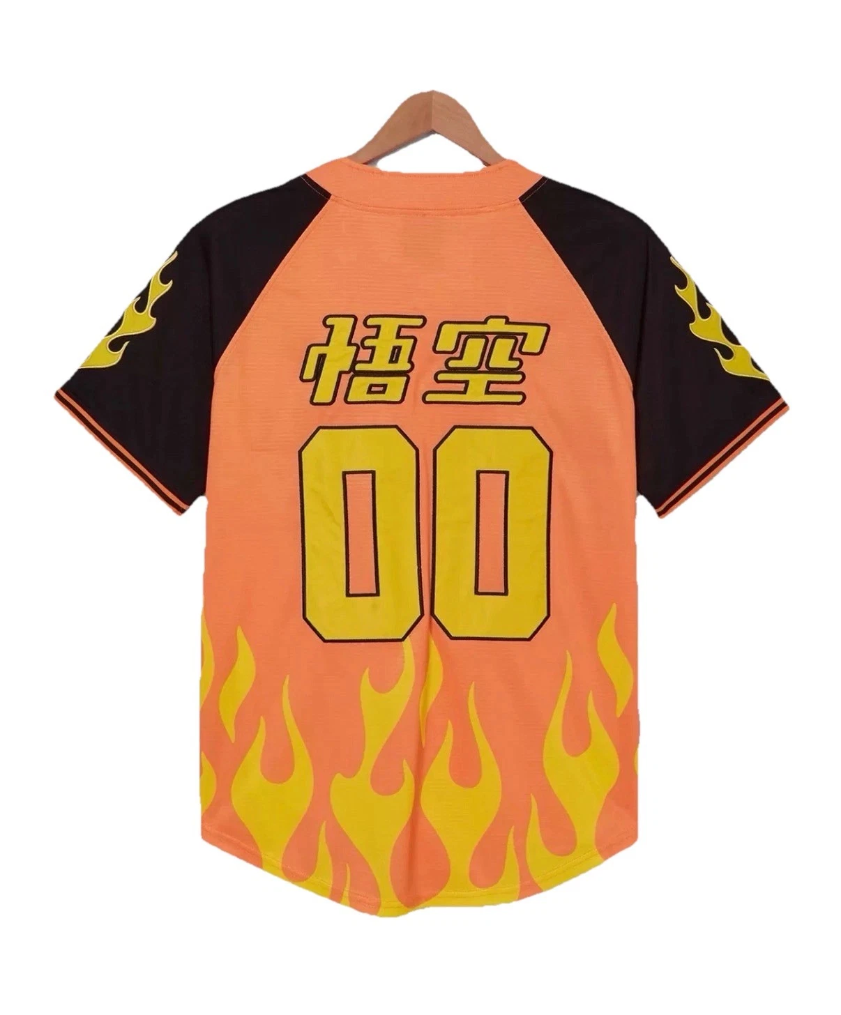 Dragon Ball Z Baseball Jersey Flames Goku Japanese Text