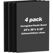 4 Pack Corrugated Plastic Board, 24"x 36"x 0.18" Corrugated Plastic Sheet, Wa...