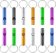 12 pcs Emergency Whistle with Key Chain, Aluminum Extra Loud Safety Survival