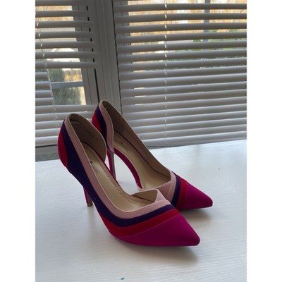 Anne Michelle Pink Purple Red Striped Pointed Toe D'Orsay Stiletto Pumps Size 8